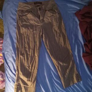 Tan Capri pants with flared leg